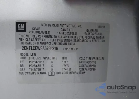 2010 Chevrolet Equinox Ls from USA, damaged, VIN 2CNFLCEW9A6295216
